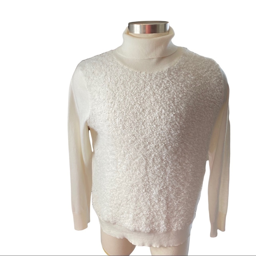 Juicy Couture Plush Cream Knit with Metallic Flecks Turtle Neck Sweater XL NWT